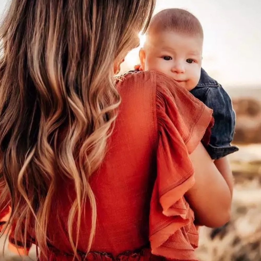 Red Boho Gauze Boho Button Flutter Maxi Dress - Picture 8 of 8